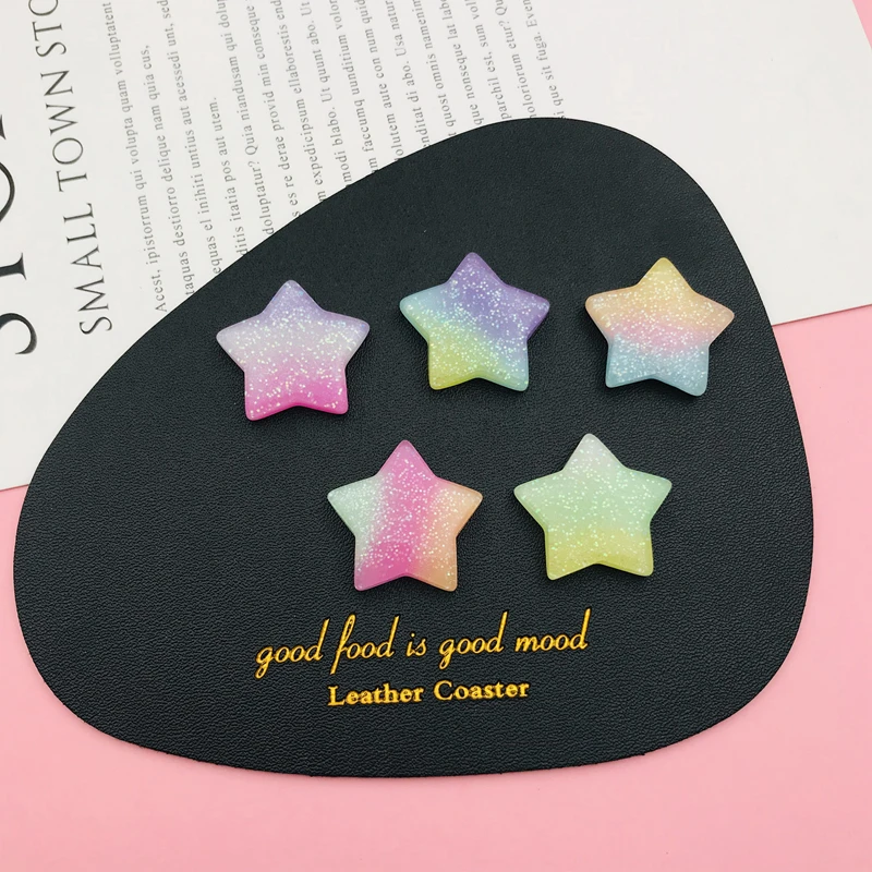 10 шт. разноцветные блестящие сердца и пять звезд из смолы для рукоделия