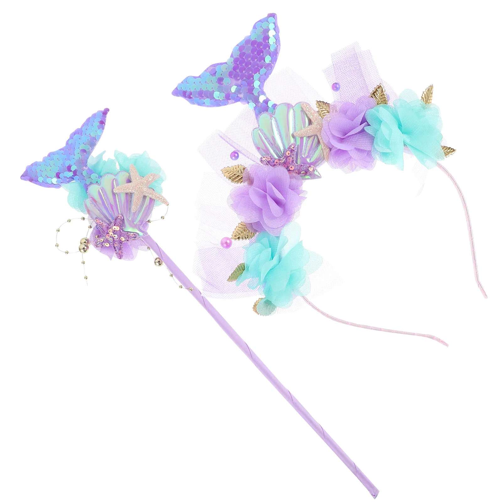 Обруч для волос с блестками и русалкой повязка на голову украшение в виде демона