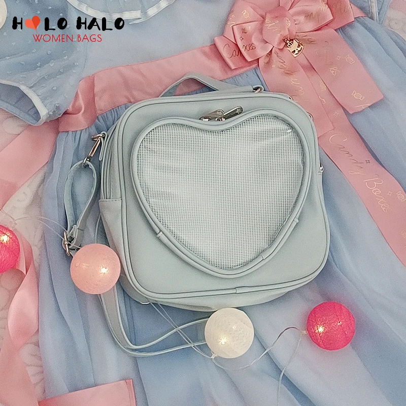 Harajuku JK 3 Ways Ita Handbag with Clear Pocket Women School Totes Kawaii Shoulder Bag for Teenager Girls Cute Ita Bag Insert