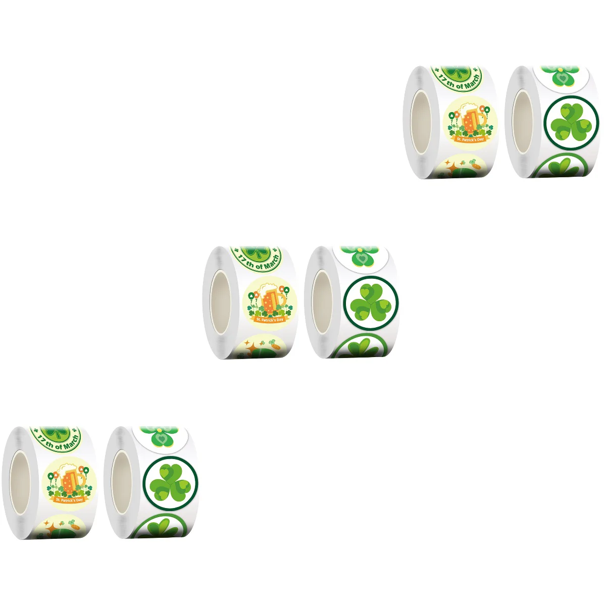 6 Rolls Adhesive St. Patrick's Day Labels Stickers Gift Stickers Decals