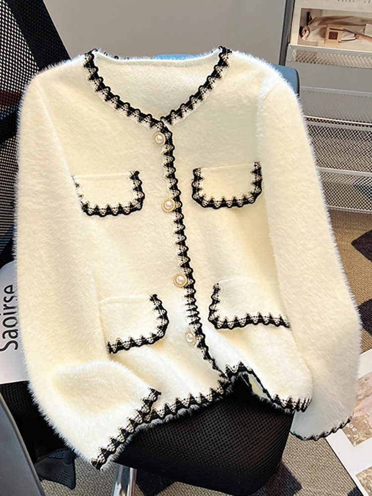 Распродажа сбор утечек ~ Изящный свитер из искусственного норкового бархата с