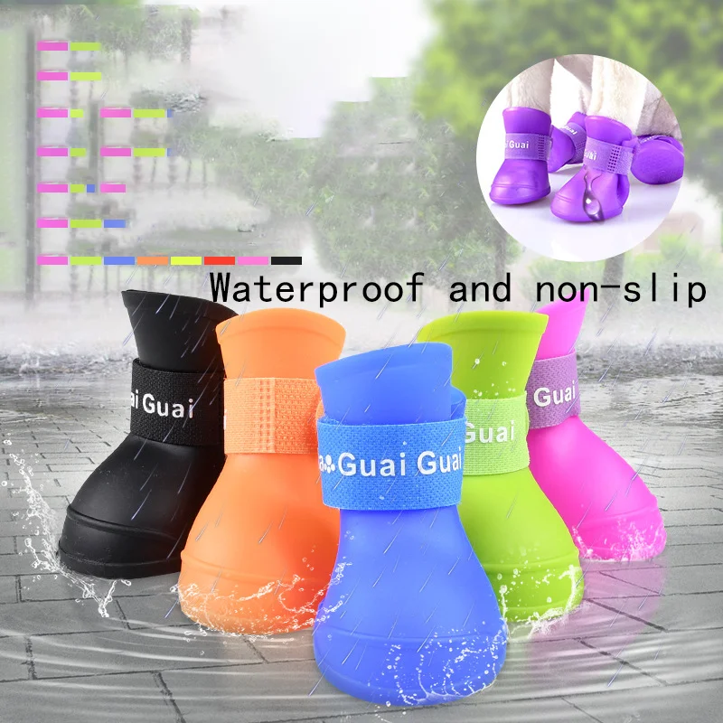 

Pet rain shoes dog cat anti-slip rubber boot dogs cats foot cover puppy waterproof socks small medium dogs protect the paw