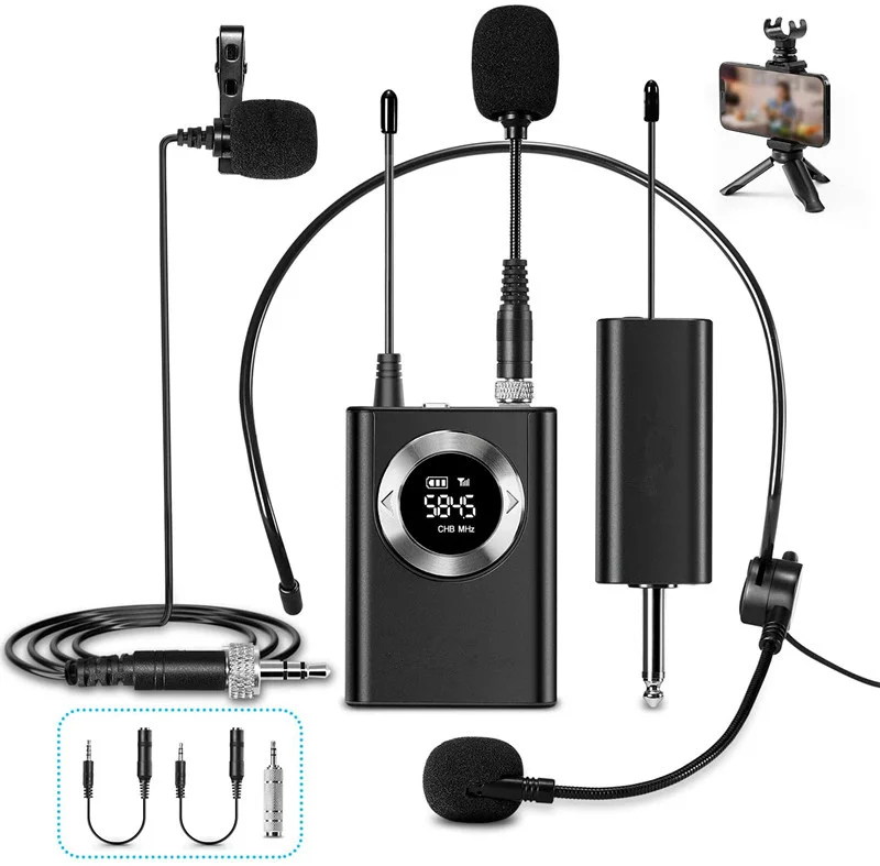 

U80 UHF беспроводная гарнитура с микрофоном с передатчиком Bodypack и мини перезаряжаемым приемником для Youtube Tiktok Video Live