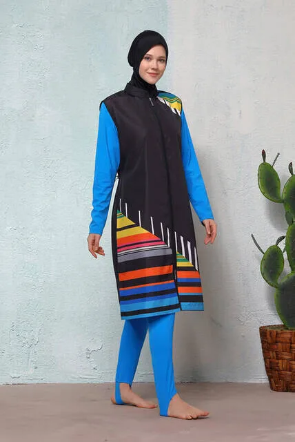 IQRAH Jowl GAME N-2507-19 Tigris Saks Blue Full Off купальный костюм с хиджабом |