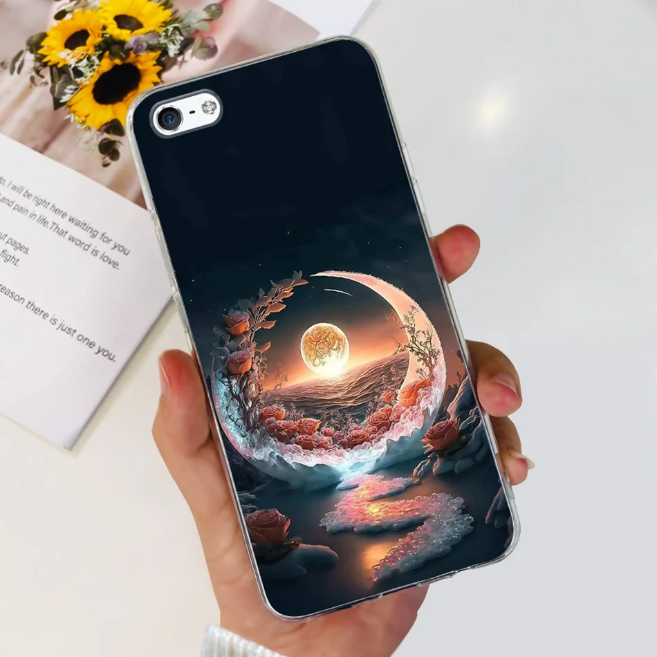 Чехол для iPhone 5 5s SE (2016) Модный чехол телефона с рисунком мягкая задняя крышка из