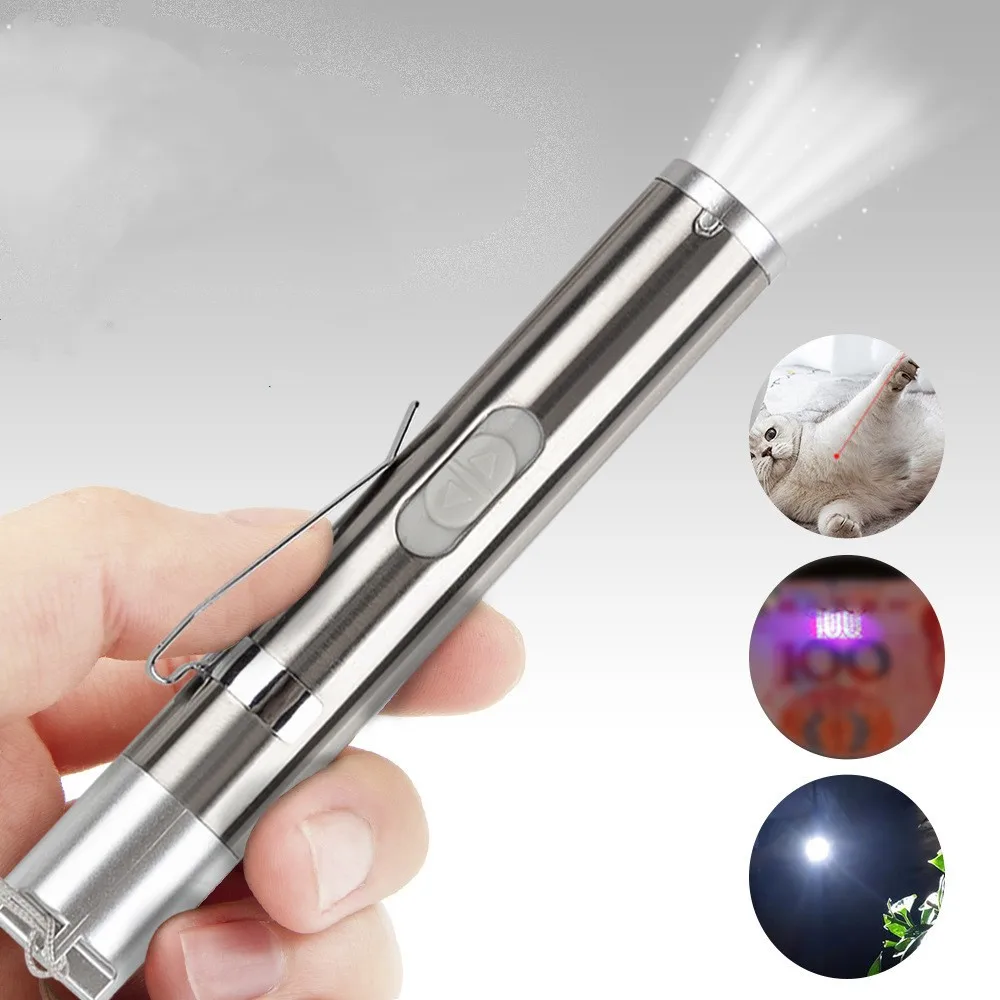 

Светодиодный мини-фонарик с зарядкой, заряжаемый фиолетовый свет, детектор банкнот, ручка, мощная уличная лазерная указка, Многофункционал...