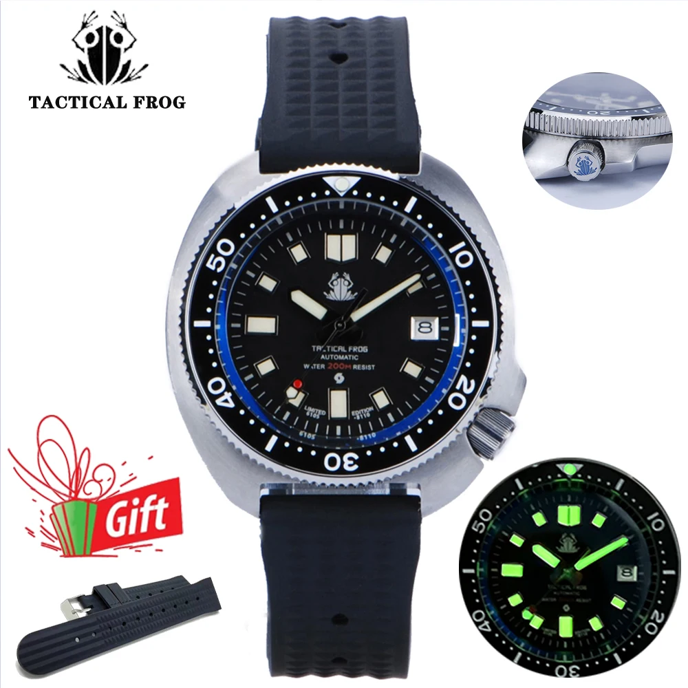 

Tactical Frog SeaTturtle Watch Men Sapphire Glass C3 Luminous 200M Waterproof NH35 Automatic Mechanical Diver Watch Men