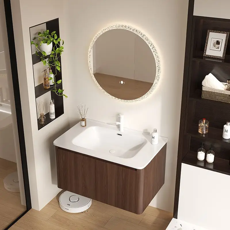 Ореховый сотовый алюминиевый дуговой шкаф для ванной комнаты керамический