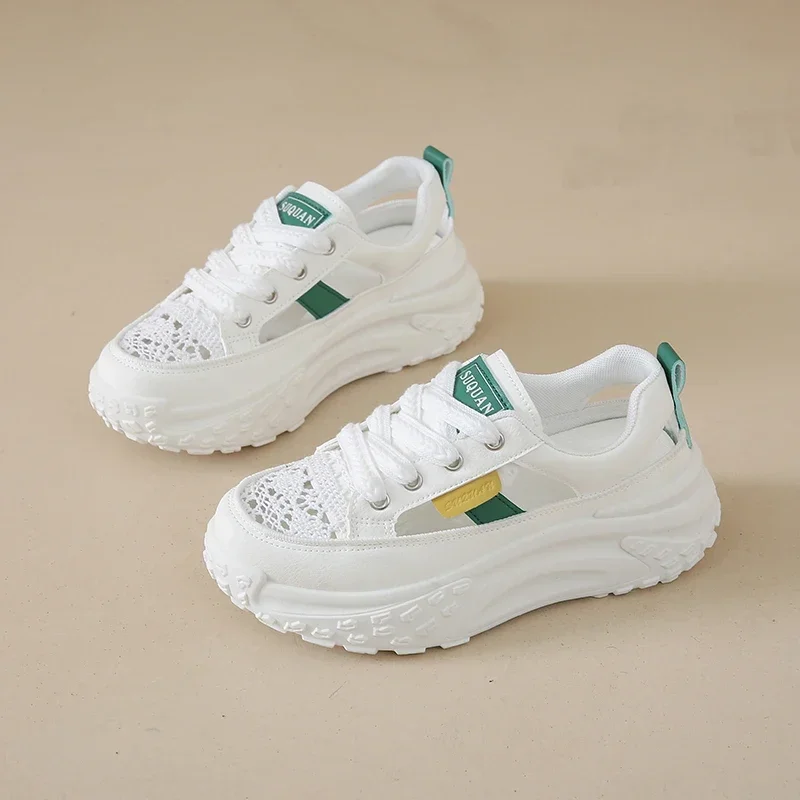 Женские массивные кроссовки кружевная обувь для папы на платформе лето 2024 модная