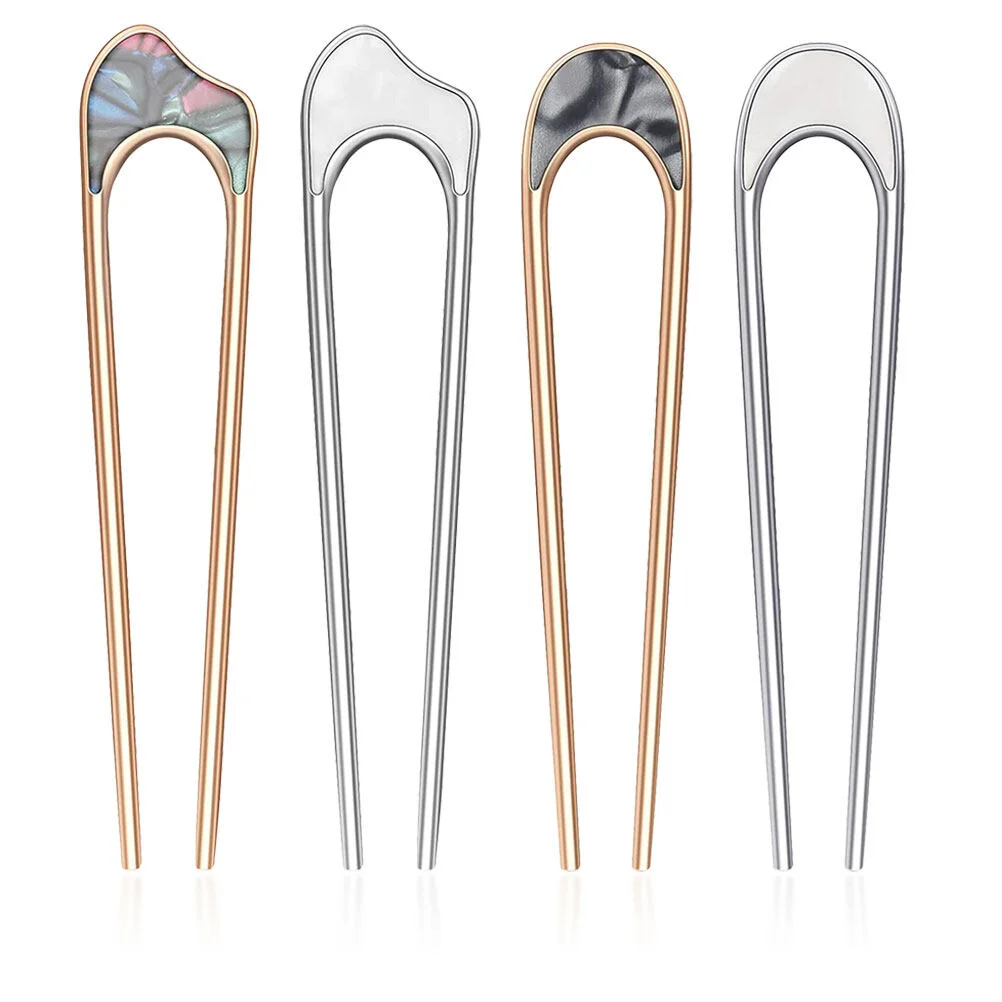 

4 Pcs Alloy Hairpin French Pins Thick Pieces Women Barrettes Sticks Fork Accessories Bun