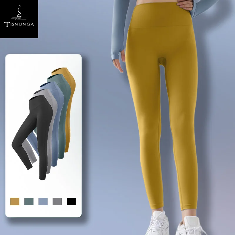 

спортивные штаны женщин колготки женские лосины женские TISNUNGA модные телесные Т-образные однотонные брюки для фитнеса двусторонние матовые...