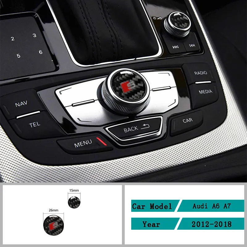 

Carbon Fiber Car Accessories Interior Central Control Multimedia Knob Decals Cover Trim Stickers For Audi A6 A7 S6 S7 2012-2018