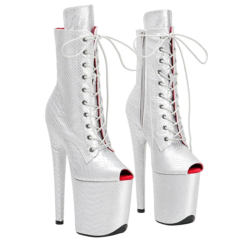 Leecabe 20cm/8inches Snake skin  upper   High Heel platform   Pole Dancing boots