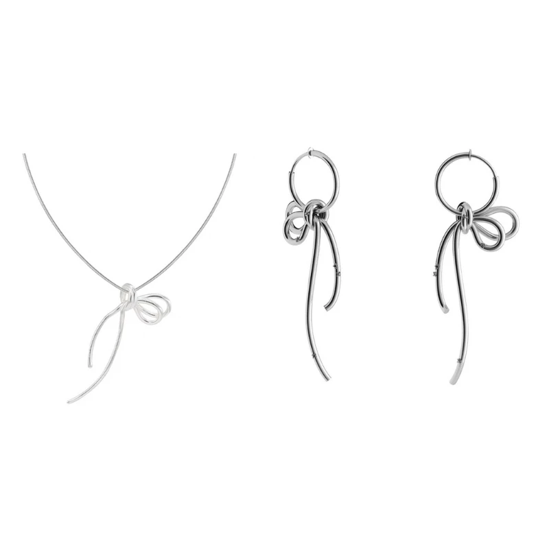 652F женские шейные цепочки/серьги ручной работы с подвеской в ​​виде банта колье