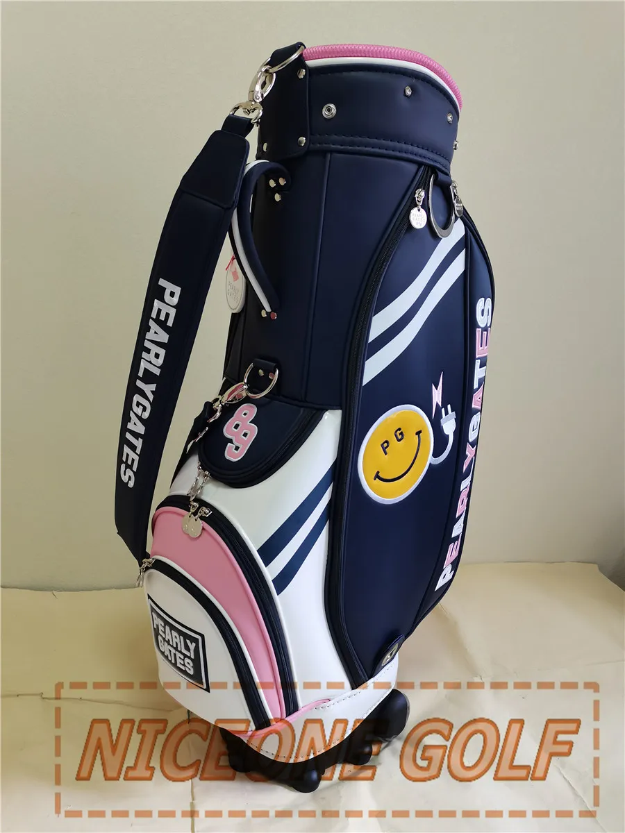 New golf bag two-wheeled support wheel towing lightweight aviation bag PG women's model powder black fabric pull rod bag