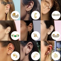 tiande 1pc silver color gold plated ear cuff for women fake piercing cz zircon clip on earrings 2022 fashion jewelry wholesale