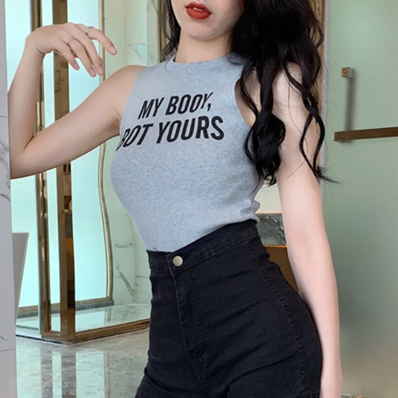 Летний женский укороченный топ с буквенным принтом женские сексуальные