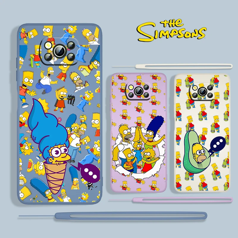 

The Simpsons Family For Xiaomi POCO X3 NFC F3 GT M4 M3 M2 Pro C3 X2 11 Ultra 5G 4G Silicone Liquid Rope Phone Case Fundas Cover