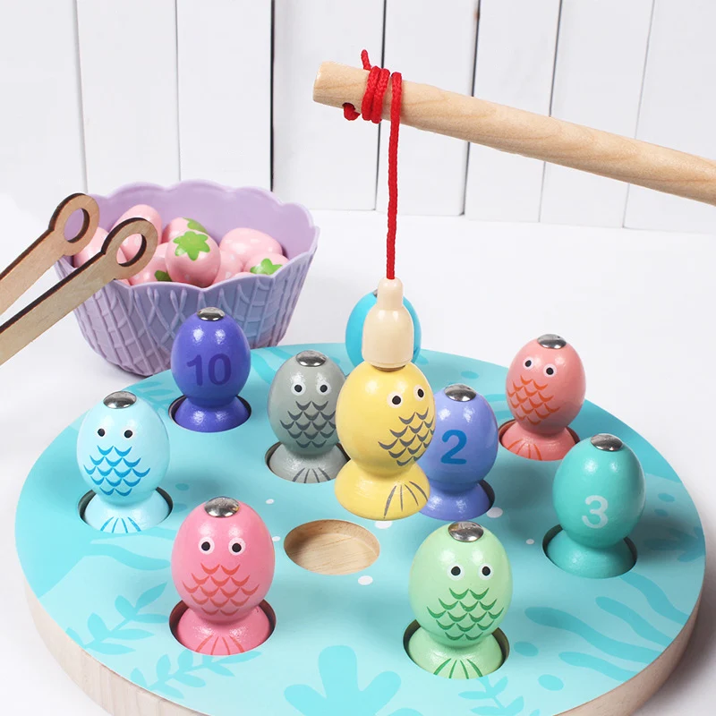 

NEW Kids Wooden Toys Montessori Toys Clip Beads Fishing Game Multifunctional Learning Early Educational Toys Gifts for Children