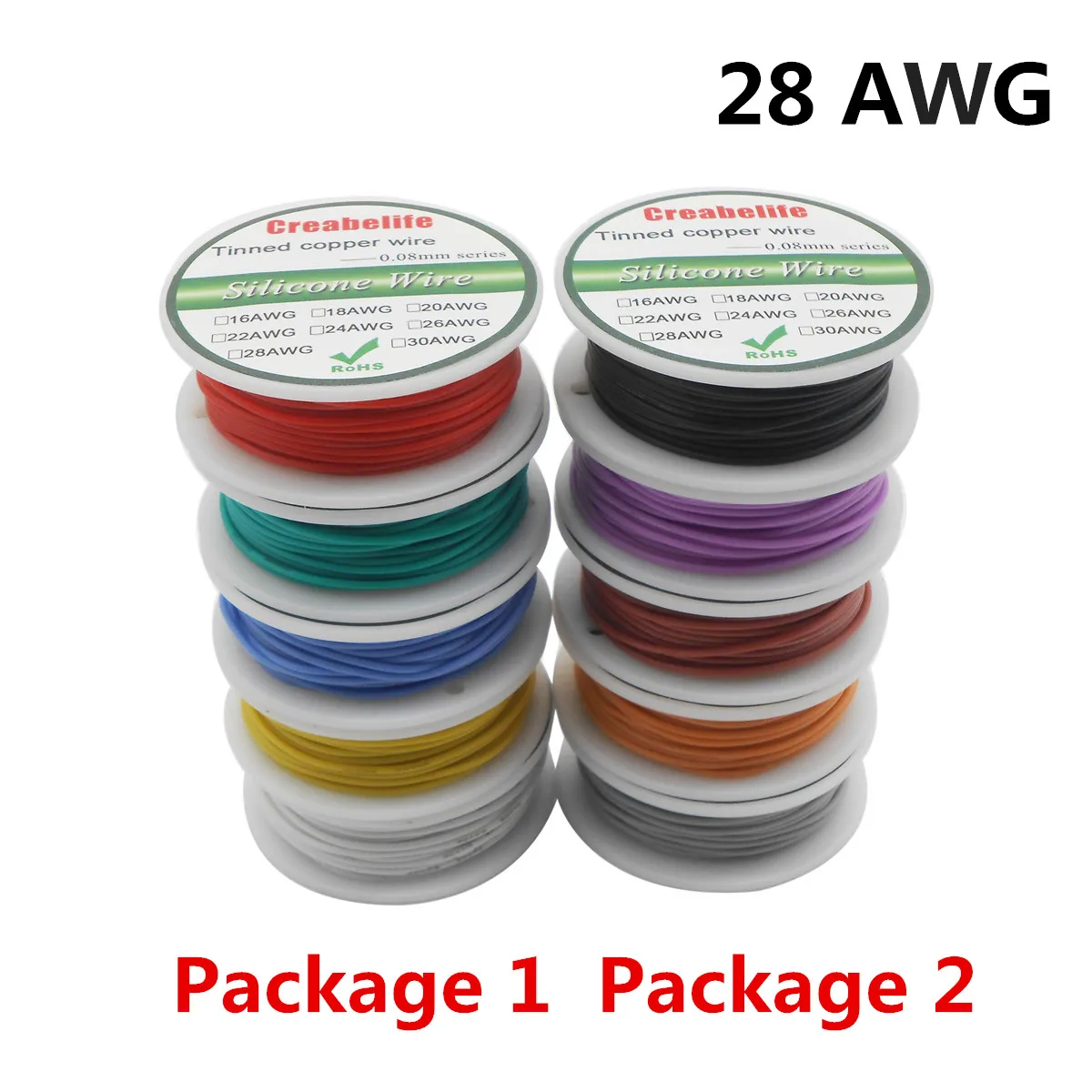 

28AWG 50m/box Cable Wire Flexible Silicone 5 color Mix package1 /2 Tinned Pure Copper Stranded wire Electrical Wires DIY Wire