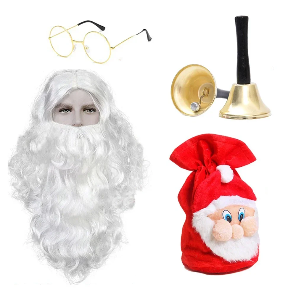 Рождественский косплей Санта-Клаус маскировка парик шапка для бороды набор