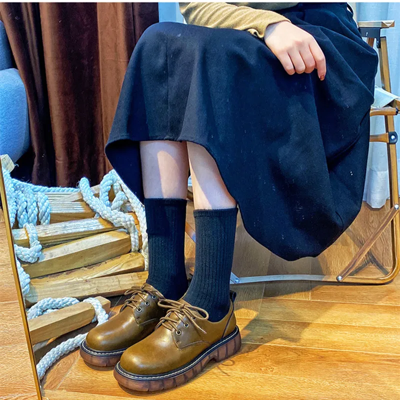 Весенние женские туфли из спилка в стиле преппи модные дерби британском