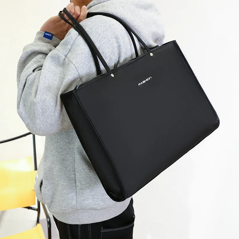Large-capacity Handbag Business Bag Commuter Computer Bag Student Supplementary Class Bag Leisure Large Handbag File Zipper Bag