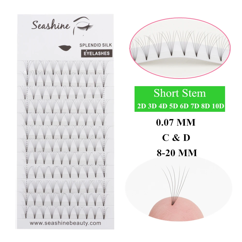 

Seashine Lashes Premade Fans Short Stem Pre Fanned Eyelash Extensions For Salon Individual Eyelashes 8D 10D C D Curl