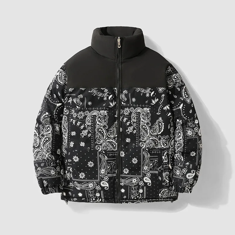 Korean Style Fashion Color Matching Letter Print Jackets Reversible Wear Winter Coat Outdoor Sports Thickened Warm Jacket Men