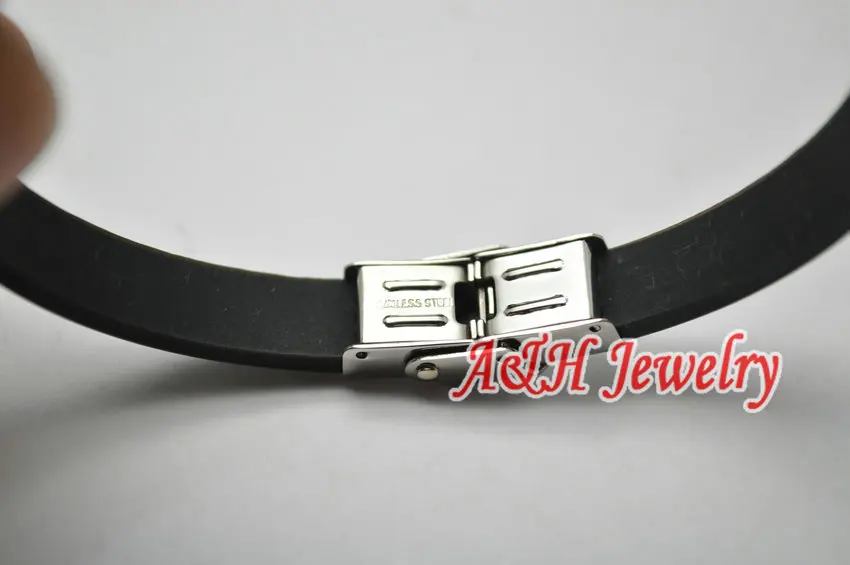 Mirror Polish High Quality Soft Rubber With 316L Stainless Steel Fashion Men Bracelet | Bracelets
