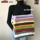 Зимние свитера 2021, Толстый модный теплый коричневый свитер с высоким воротом, Мягкий Вязаный топ, водолазка, Женский пуловер