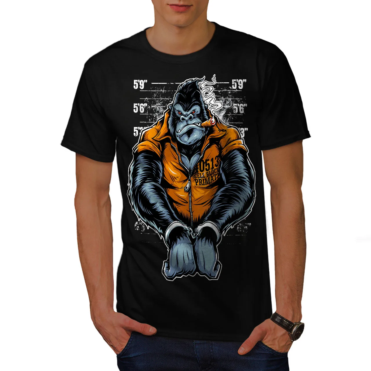 

Funny Monkey Ape Prison Graphic T Shirt. High Quality Cotton, Breathable Top, Loose Casual T-shirt Sizes S-3XL