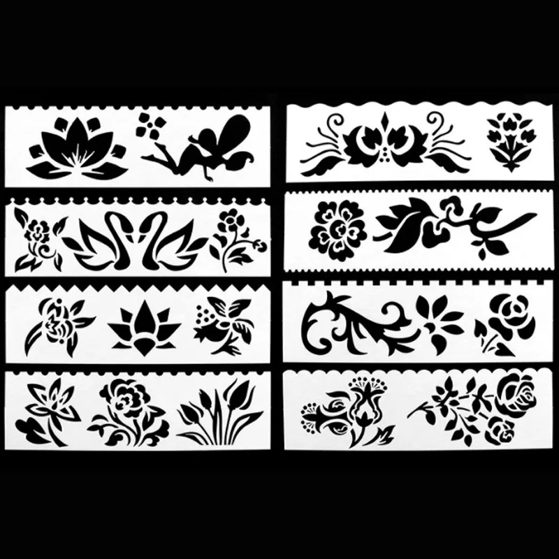

8 Pcs/set Flower Shaped Painting Template DIY Craft Layering Stencils Painting Scrapbook Stamping Embossing Album Paper Template