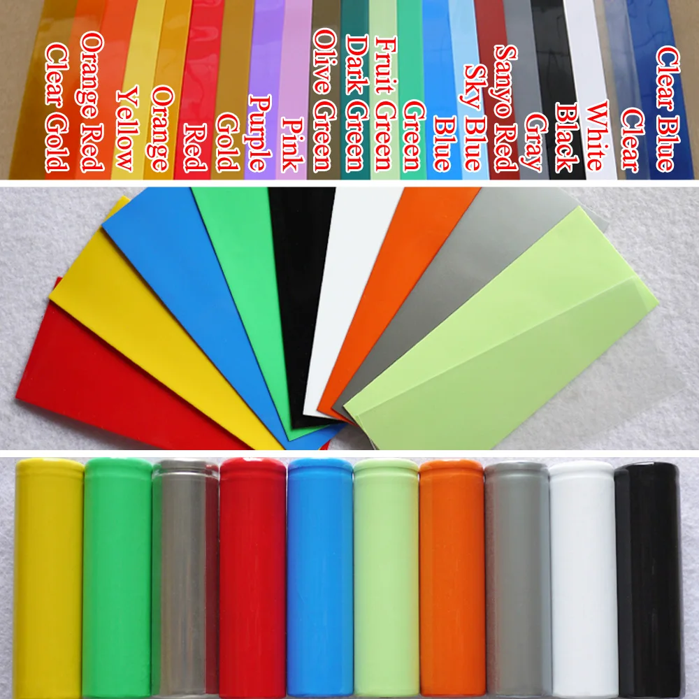 18650 Battery Wrap 29.5mm x 72mm PVC Heat Shrink Tube Battery Film Tape Precut Cover Sleeve Protector Multiple Color