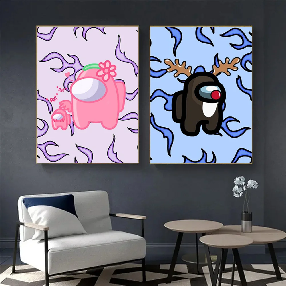 A-Among-Uss-flame Good Quality Prints And Posters Waterproof Paper Sticker Coffee House Bar Wall Stickers