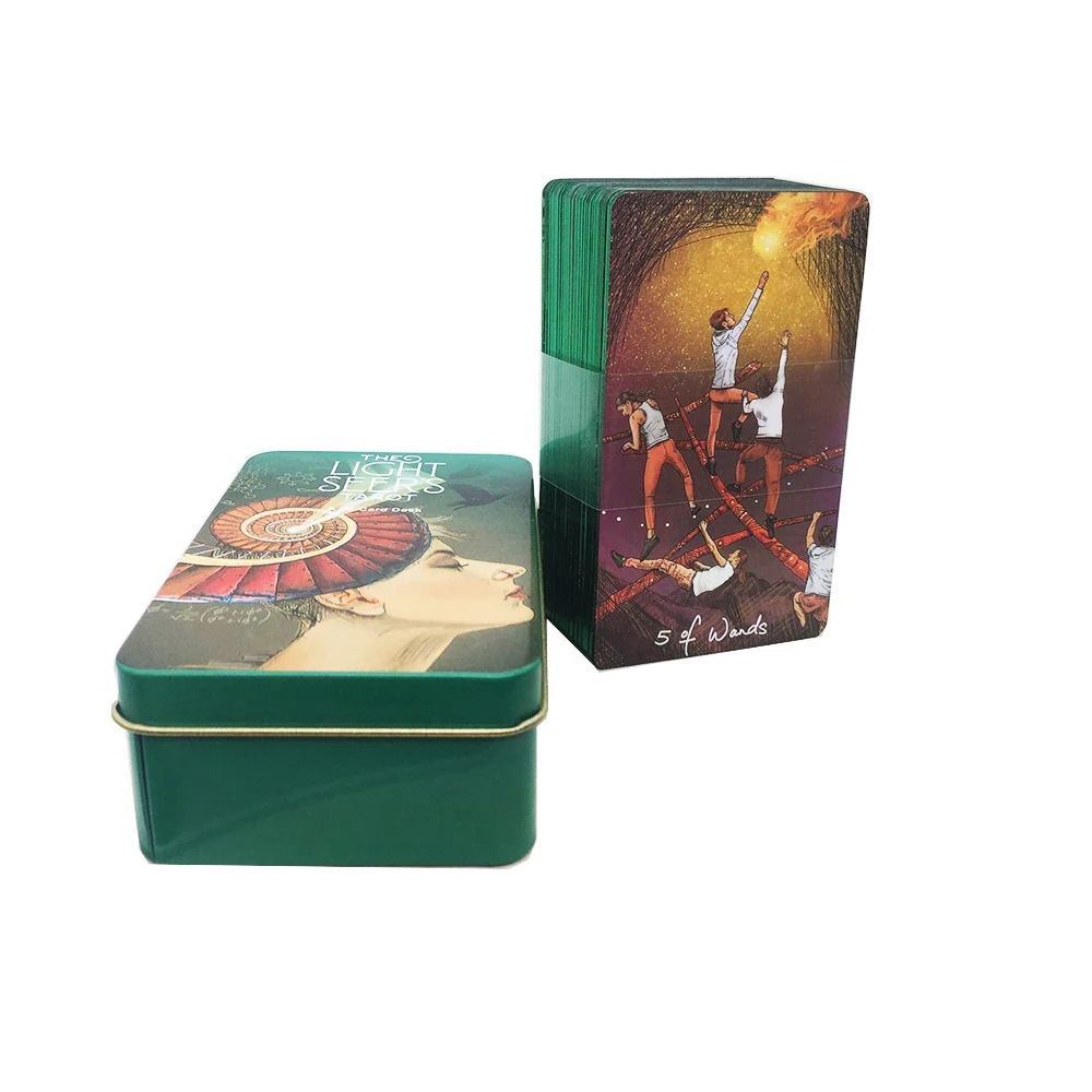 

Iron Box The Light Tarot Deck Bronzing Gold Card Games Fate Divination Forecast Oracle Cards Quality Black-core Paper