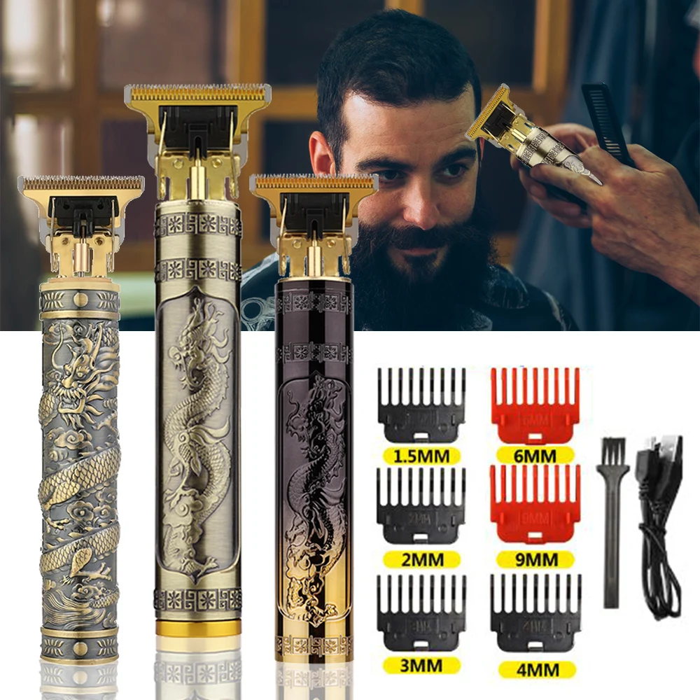 USB Electric Hair Clipper Trimmer All In One Gold Light Head Rechargeable Hair Clipper Oil Head Hair Carving HairCutter For Man