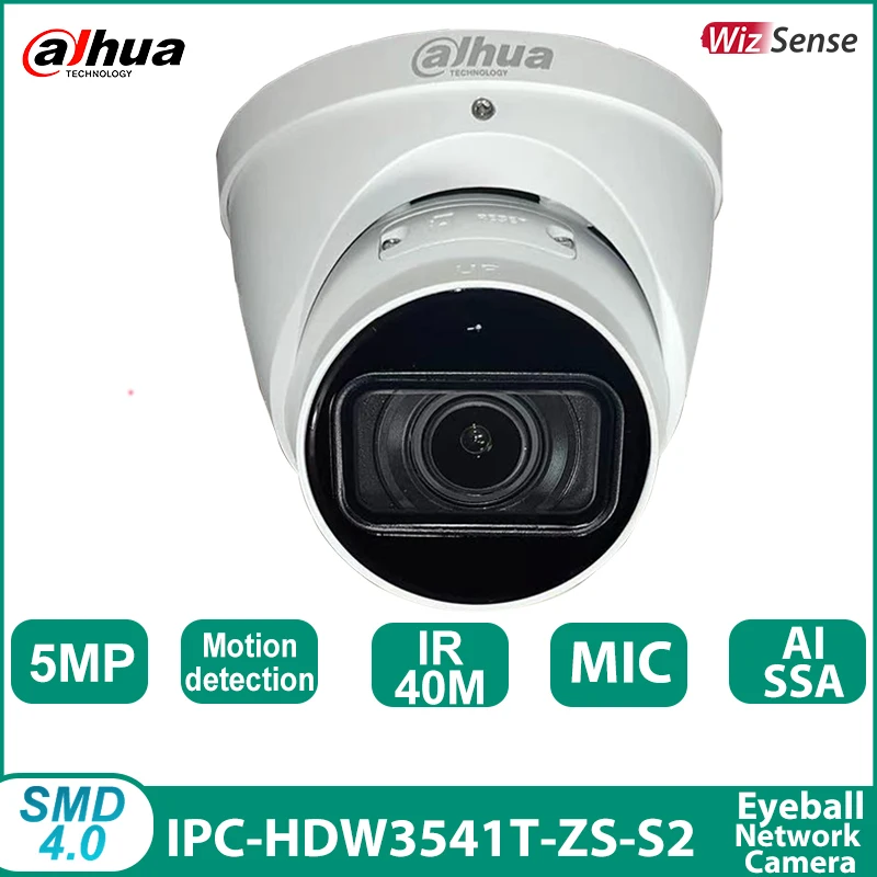 

Dahua IPC-HDW3541T-ZS-S2 5MP IR40M IP Camera Vari-focal Eyeball WizSense Network Camera Built-in Mic Motion Detection Smart Home