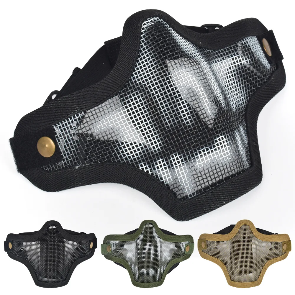

Outdoor Half Face Steel Mesh Mask Tactial BB Paintball Airsoft Gel Ball Gun CS Games Soldier Cosplay Goggles For Nerf Protection