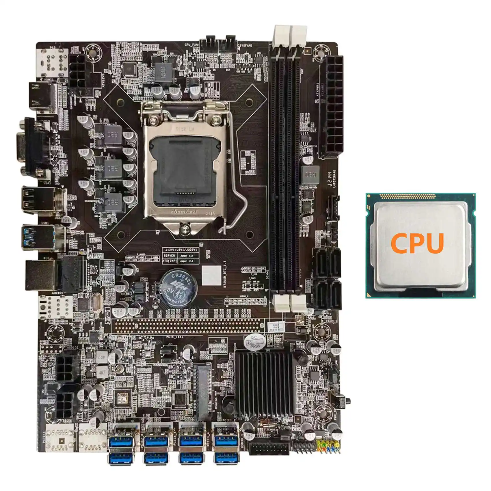 

B75 BTC Mining Motherboard+Random CPU LGA1155 8XPCIE USB Adapter Support 2XDDR3 MSATA B75 USB BTC Miner Motherboard