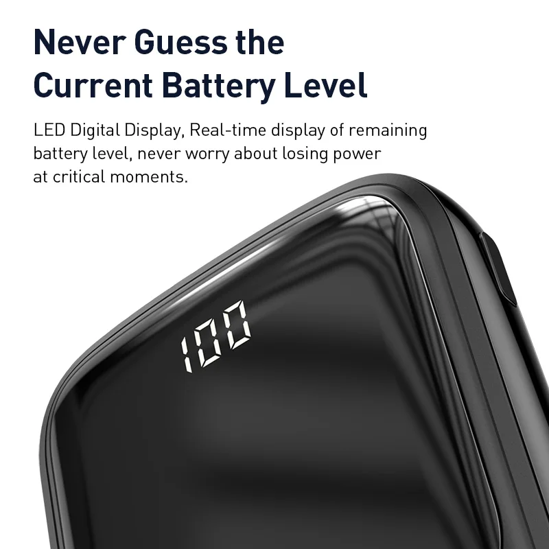 Baseus 10000mah Power Bank 15W Charger Digital Display Battery Powerbank Portable Charger For iphone 12 13 Samsung