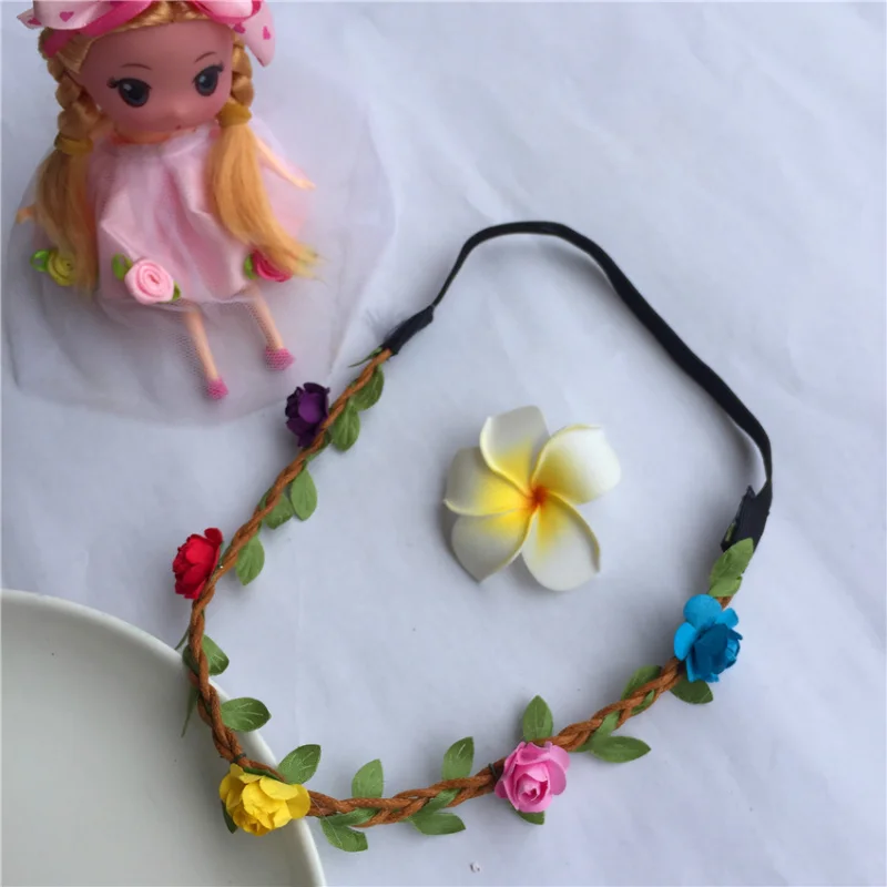 Women's Seaside Holiday Plum Blossom Flower Elastic Hair Rope Headdress Bridal Hair Band Wreath Hair Accessories for Women