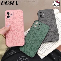 sanrio hello kitty phone case for iphone 11 12 13 pro xs max 7 8 plus xs xr cover promax cute women girls y2k cartoon leather