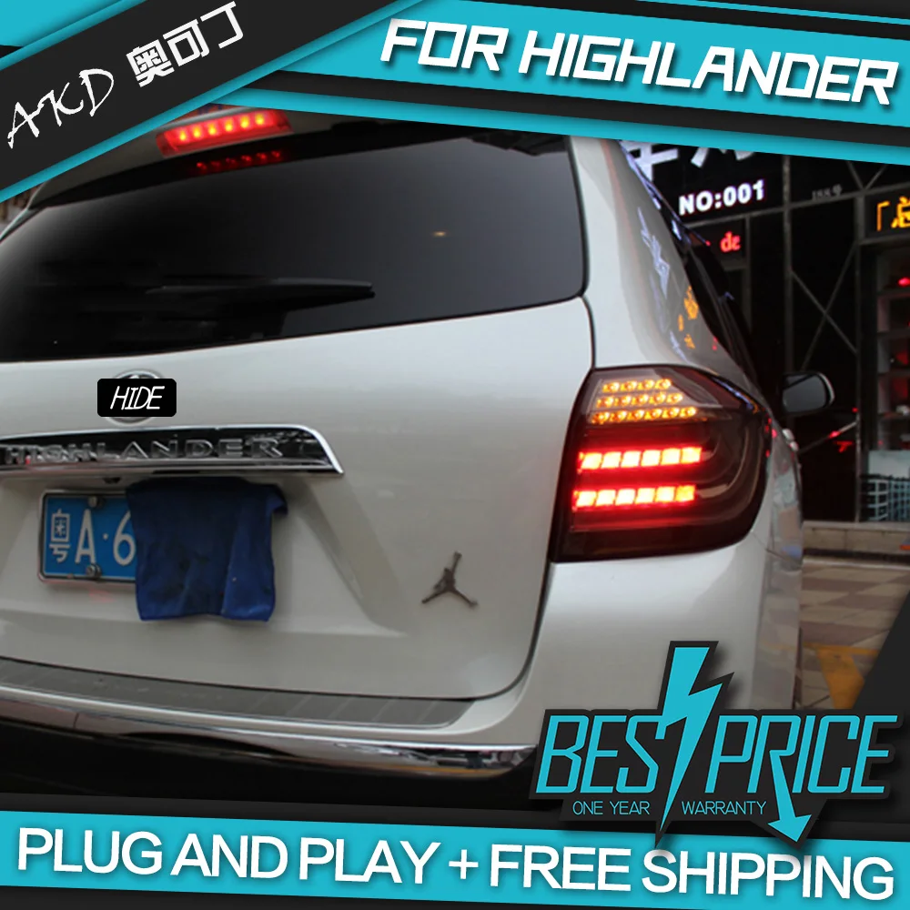 AKD тюнинг автомобильных задних фонарей для Toyota Highlander 2012-2014 задние фонари