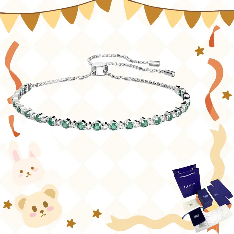 Новый тренд модный тонкий Изумрудный зеленый прозрачный браслет с кристаллами