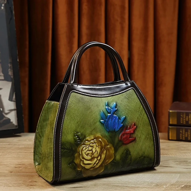 

New Fashion Leather dumpling bag Women Handbags 2023 new Ladies retro mother bag embossed flowers shoulder messenger big bags