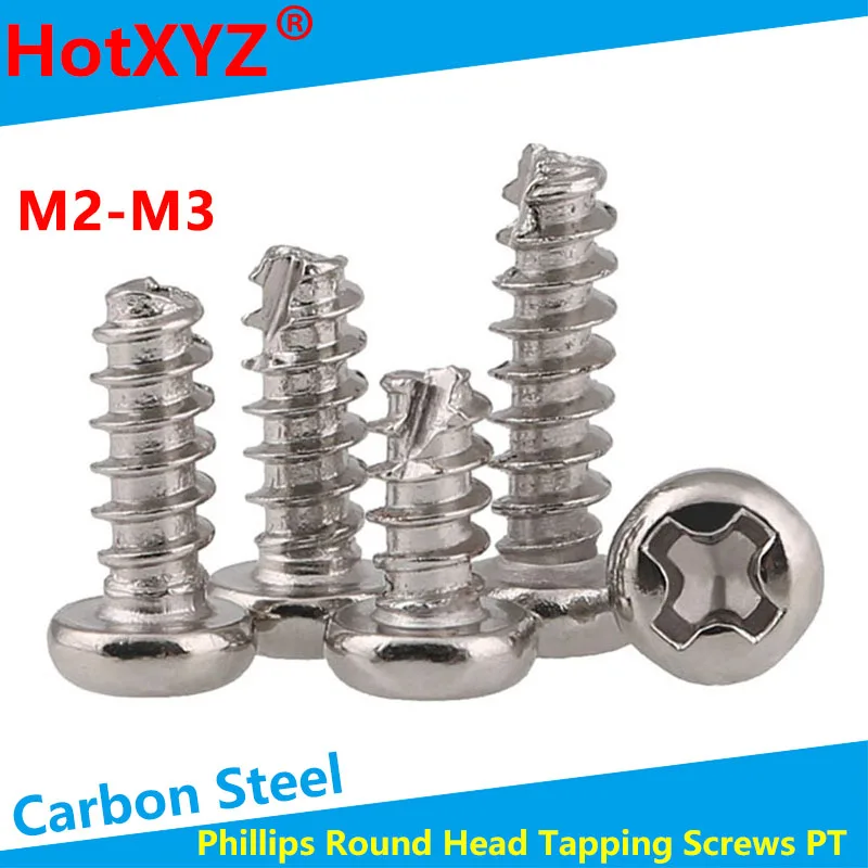 Phillips Round Head Cutting Tail Self Tapping Screws PT Nickel Plated Cross Pan Head Self Drilling Screw M2M2.6M3 200pcs