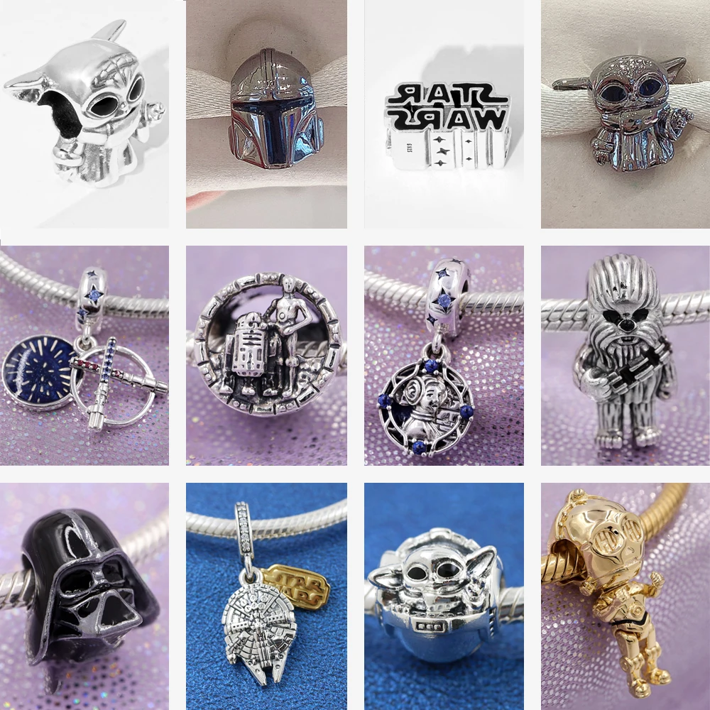 

925 Sterling Silver War Game Series Star and Moon Pendant DIY fine beads Fit Original Pandora Charms Bracelet Women Jewelry