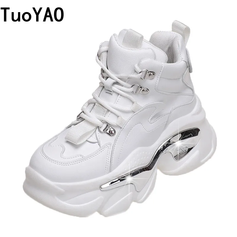 

Женские ботильоны на платформе с высоким берцем, Осенние мотоциклетные ботинки с вулканизированной подошвой на массивном каблуке 7 см, женс...