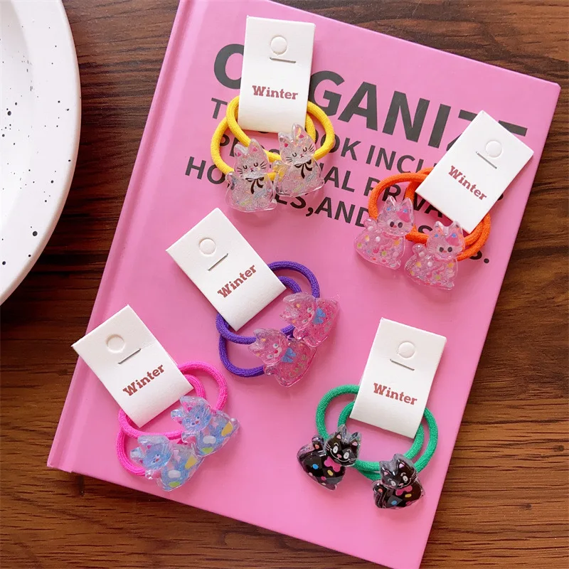 Новые корейские милые детские резинки для волос с котом акриловая прозрачная